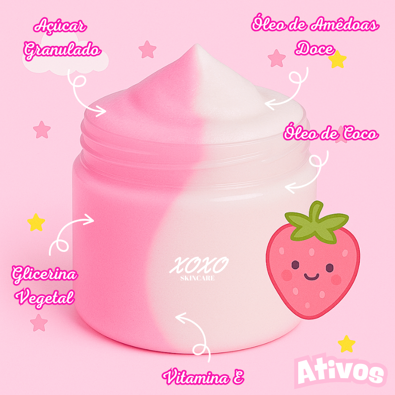 MORANGO MILKSHAKE | Body Ice Cream (Esfoliante Corporal de Açúcar)