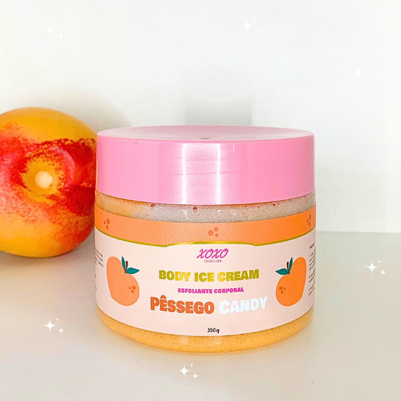 PÊSSEGO CANDY | Body Ice Cream (Esfoliante Corporal de Açúcar)