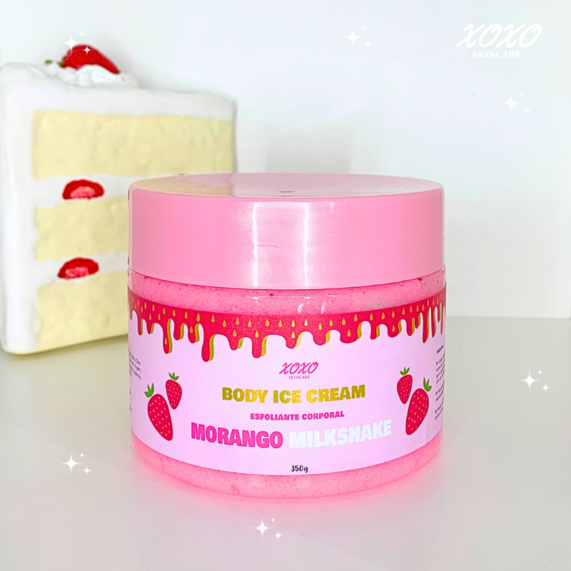 MORANGO MILKSHAKE | Body Ice Cream (Esfoliante Corporal de Açúcar)