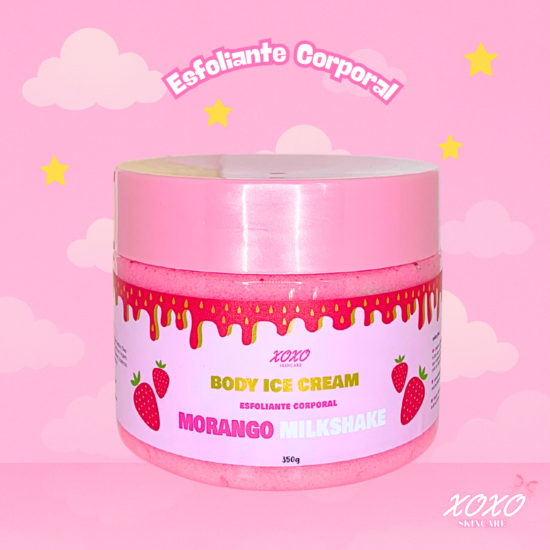 MORANGO MILKSHAKE | Body Ice Cream (Esfoliante Corporal de Açúcar)
