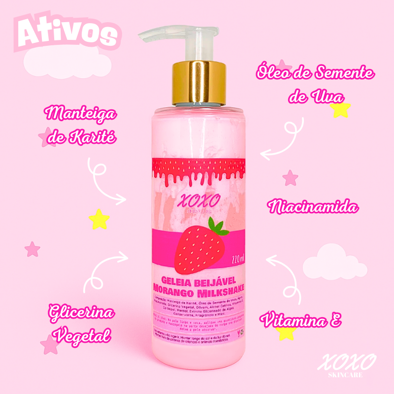 MORANGO MILKSHAKE | Geléia Beijável (Gel Hidratante)