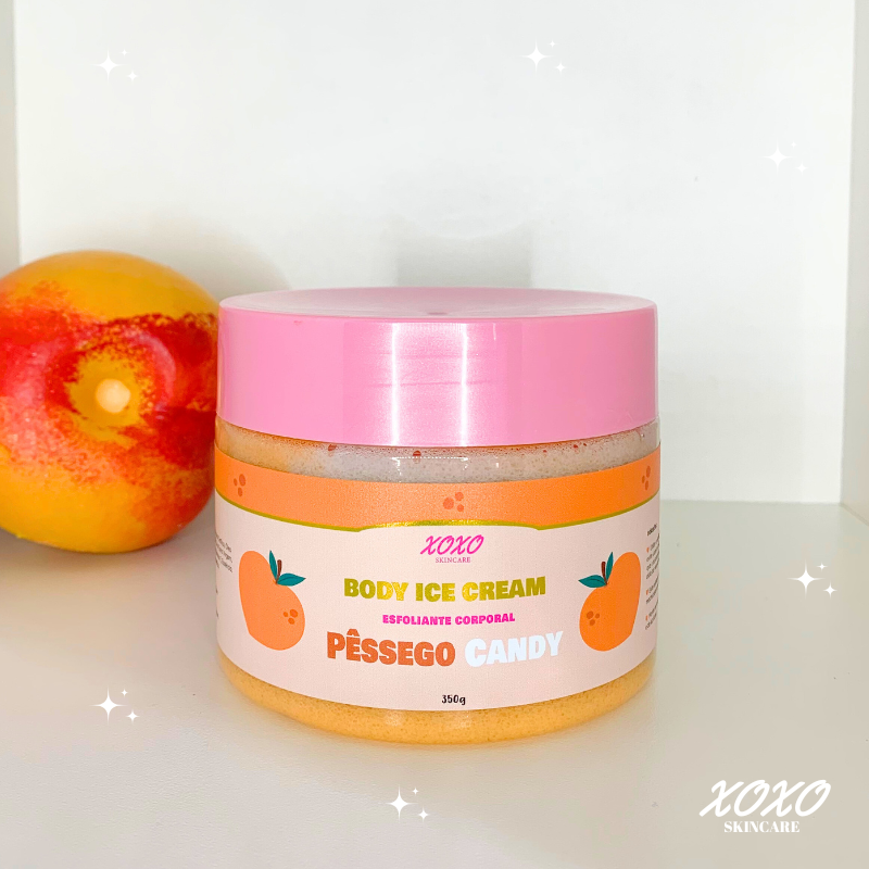 PÊSSEGO CANDY | Body Ice Cream (Esfoliante Corporal de Açúcar)